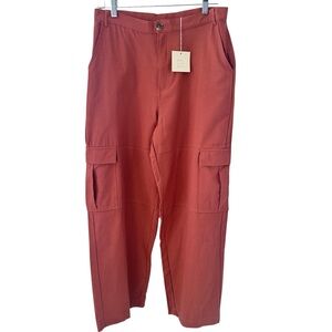 Good Luck Gem Cargo Pants Burnt Orange Wide Leg Cropped Size Large NWT